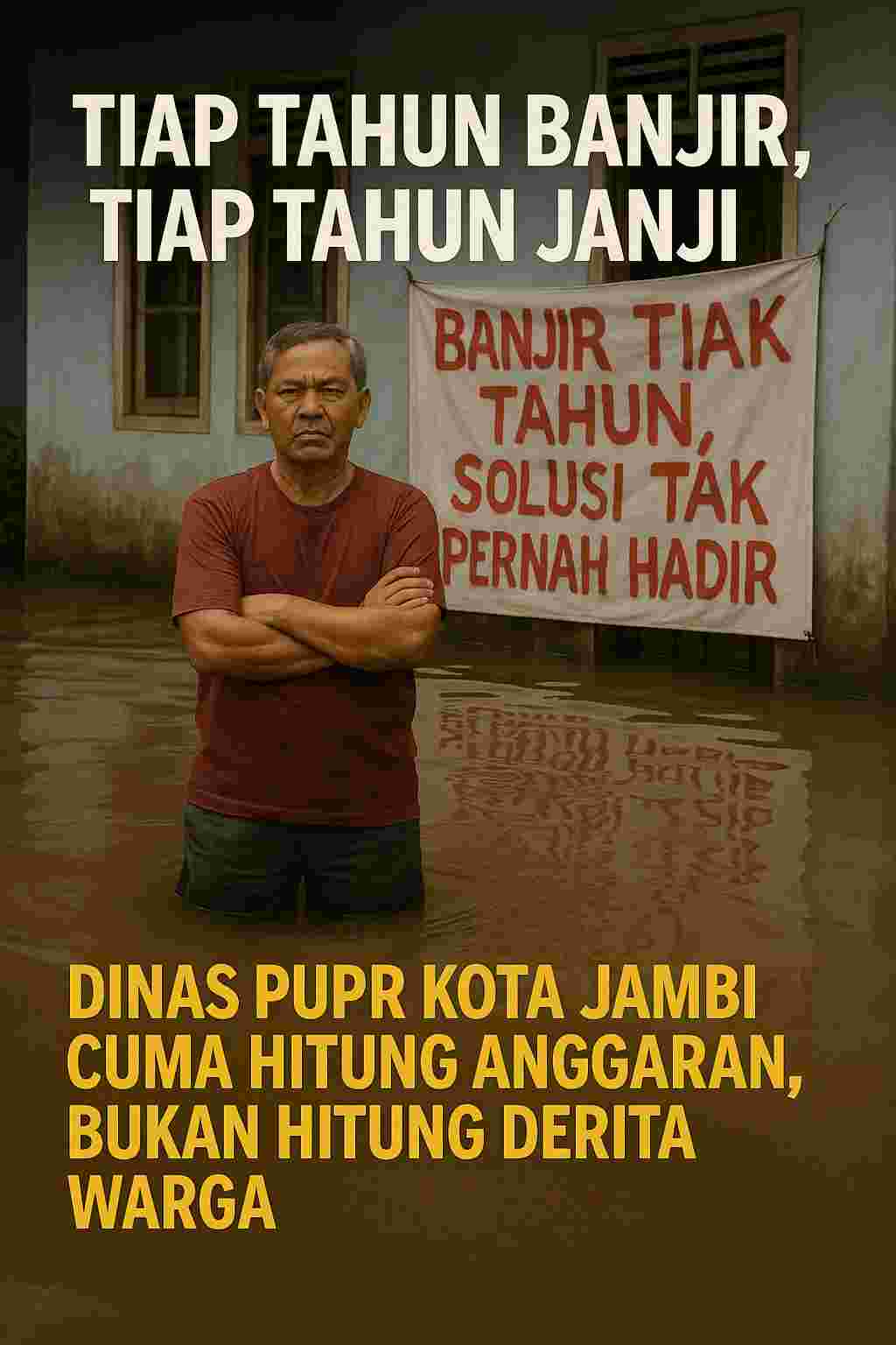 “Tiap Tahun Banjir, Tiap Tahun Janji: Dinas PUPR Kota Jambi Cuma Hitung Anggaran, Bukan Hitung Derita Warga”