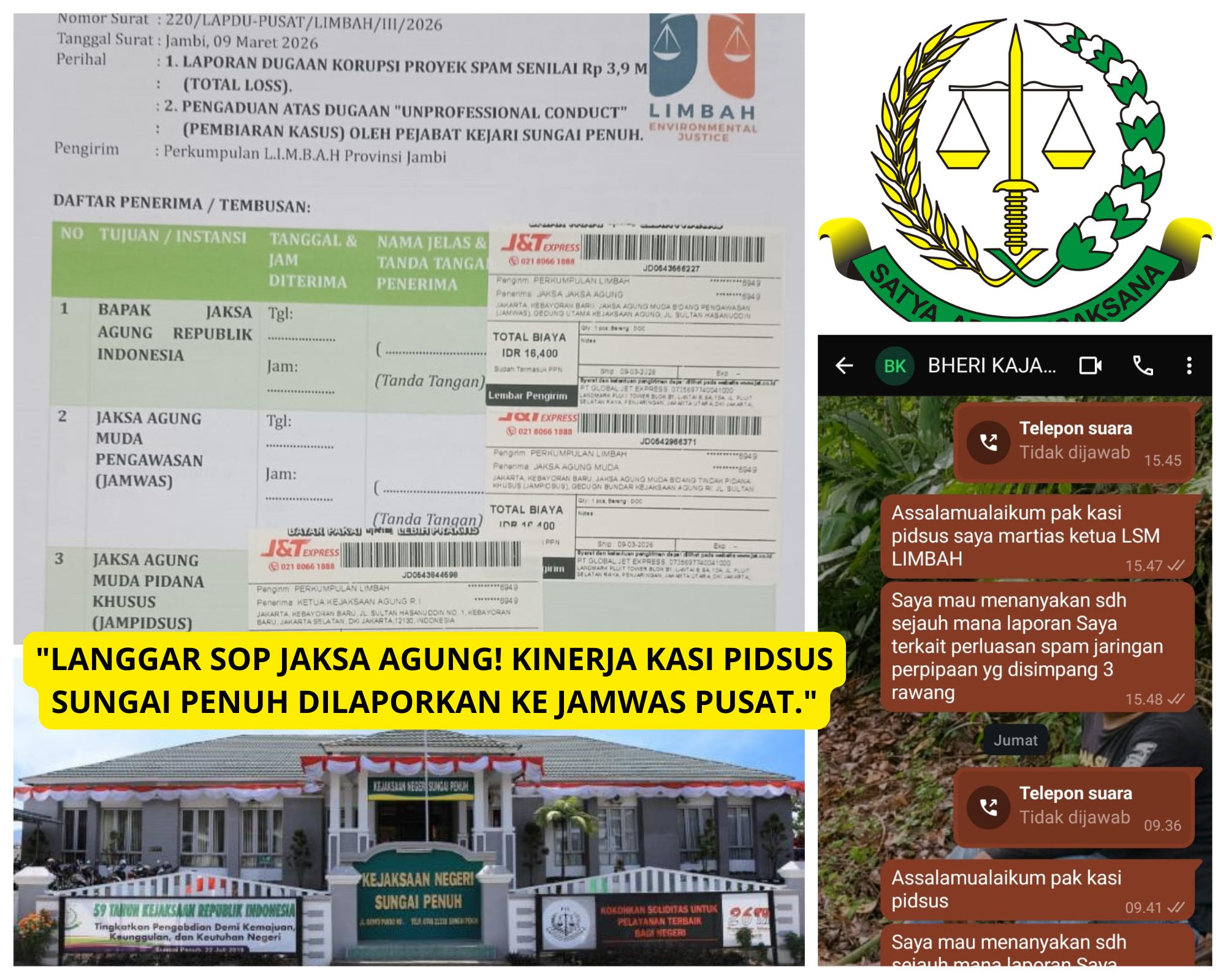 Lupa “Kitab Suci” Sendiri? L.I.M.B.A.H Buka ‘Kuliah Hukum’ untuk Kasi Pidsus Kejari Sungai Penuh Terkait SOP Korupsi!