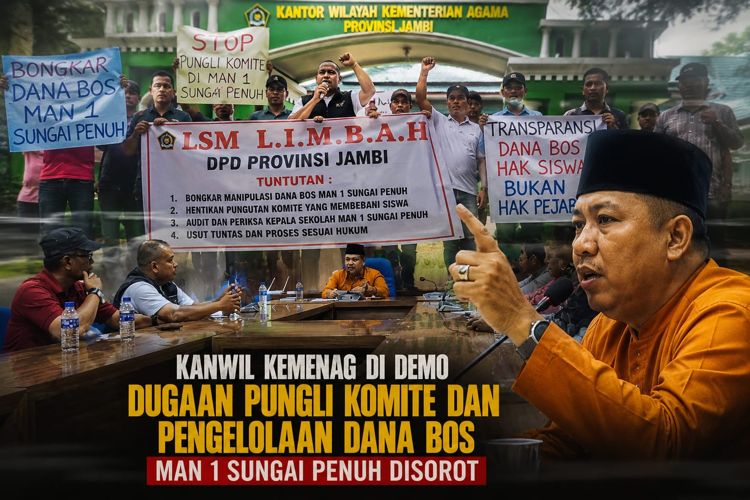 Kanwil Kemenag Di Demo, Dugaan Pungli Komite dan Pengelolaan Dana Bos MAN 1 Sungai Penuh Disorot