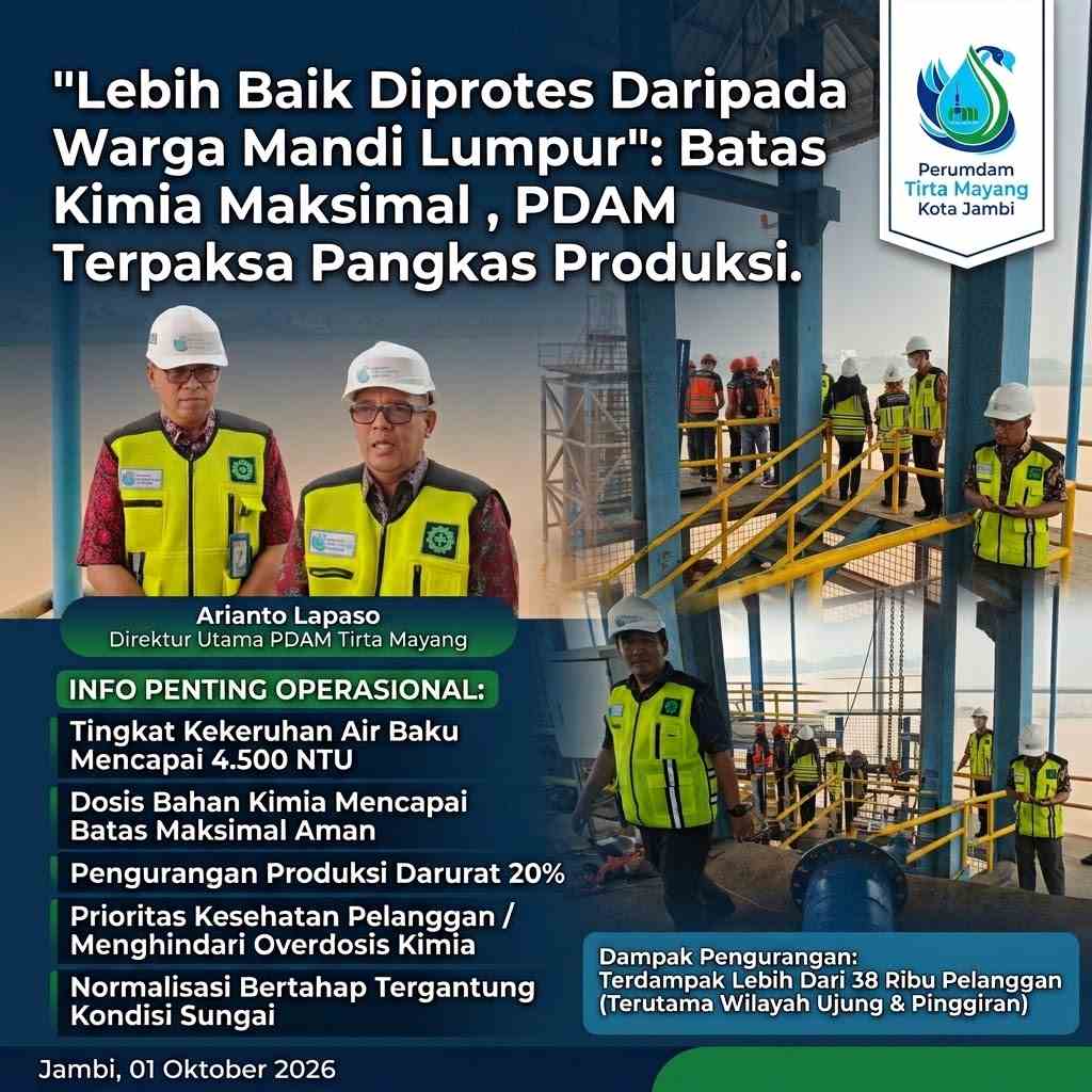 “Lebih Baik Diprotes Daripada Warga Mandi Lumpur”: Batas Kimia Maksimal, PDAM Terpaksa Pangkas Produksi