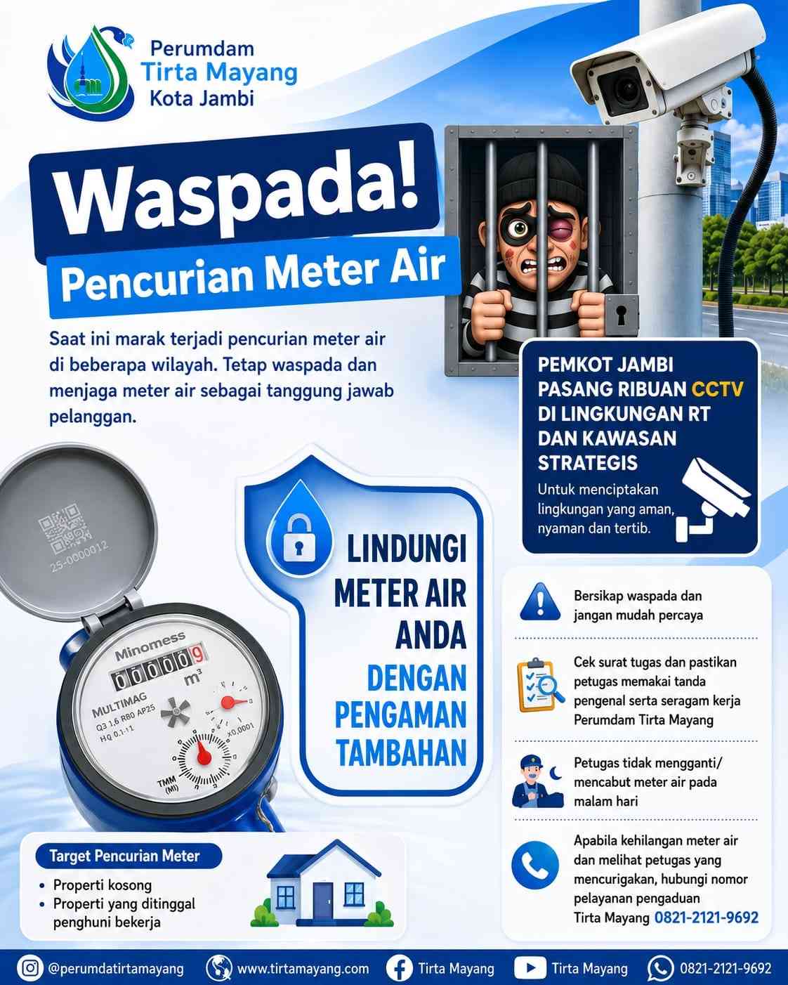 Perumda Tirta Mayang Imbau Pelanggan Waspada Pencurian Meter Air